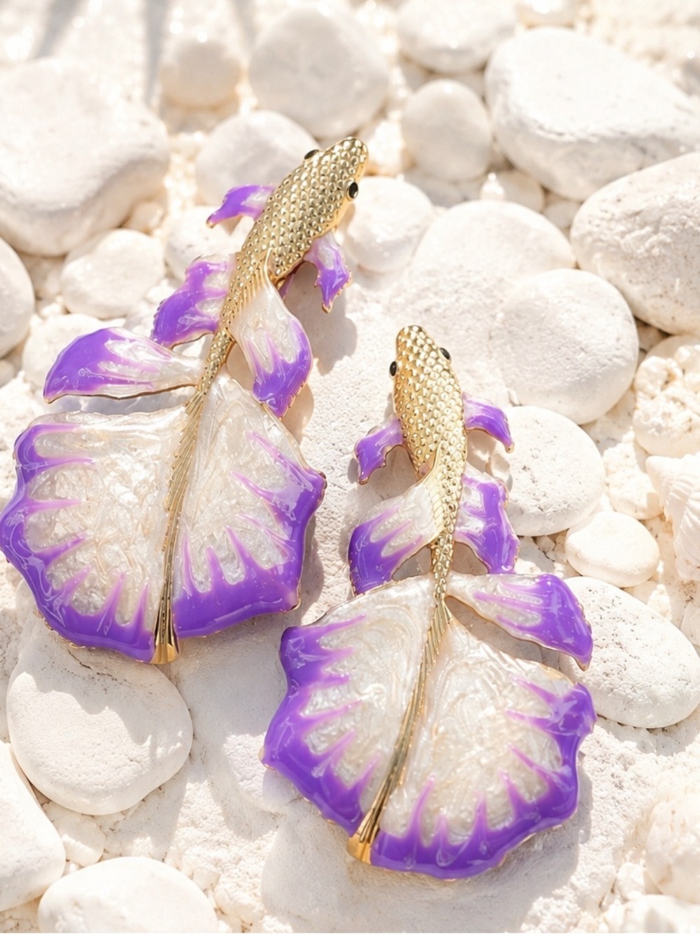 Purple Fish Drop Earrings
